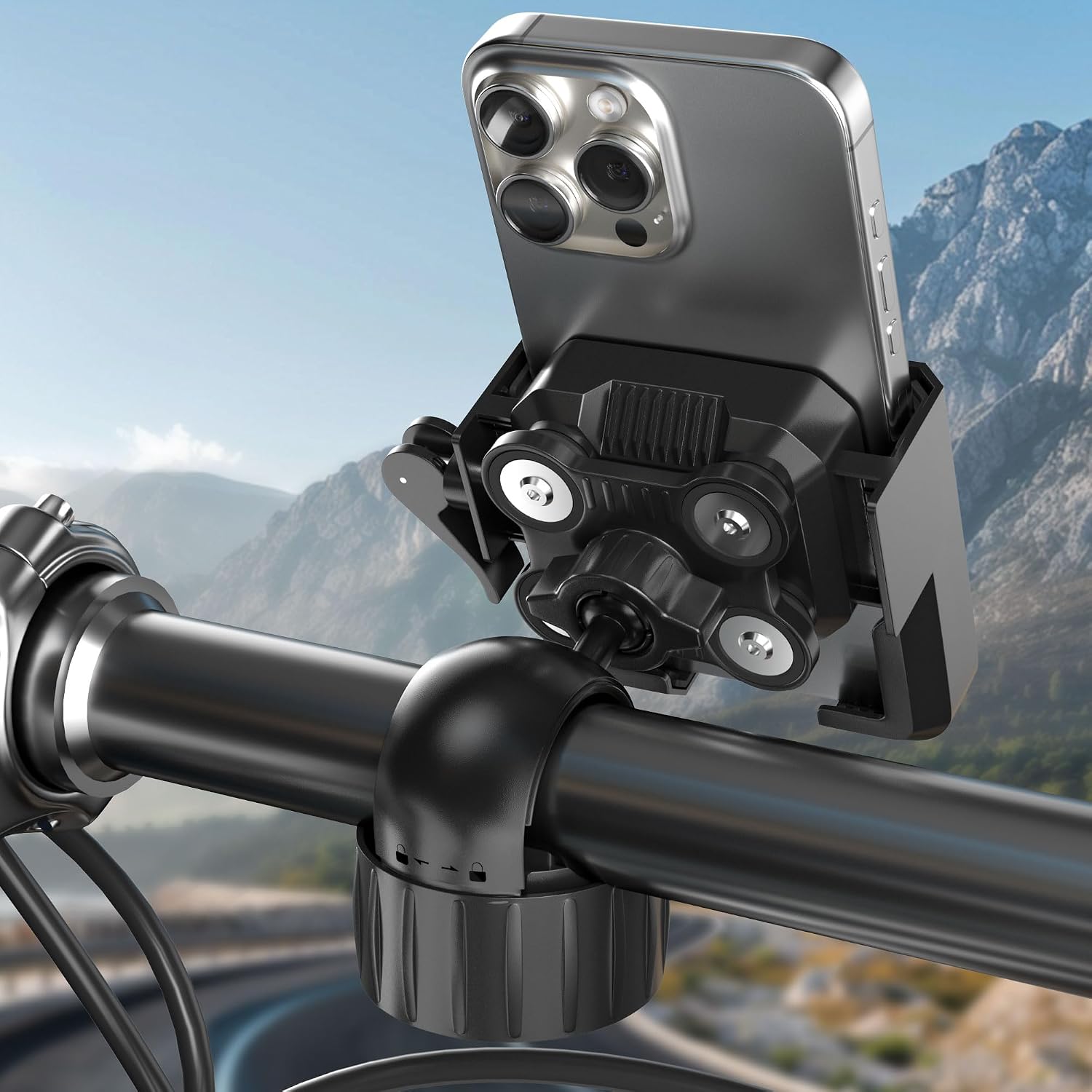 Fahrrad-handyhalterung Mit 4 Stoßdämpfern, 360° Drehbarem Universal-lenker, 17,5-30 Mm, Geeignet Für Smartphones Von 4,7-7 Zoll.
