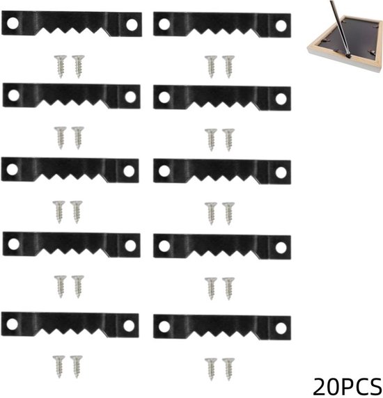 20er-packung Schwarze Metall-zackenbilderaufhänger Mit 40 Schrauben (40 X 7 Mm)