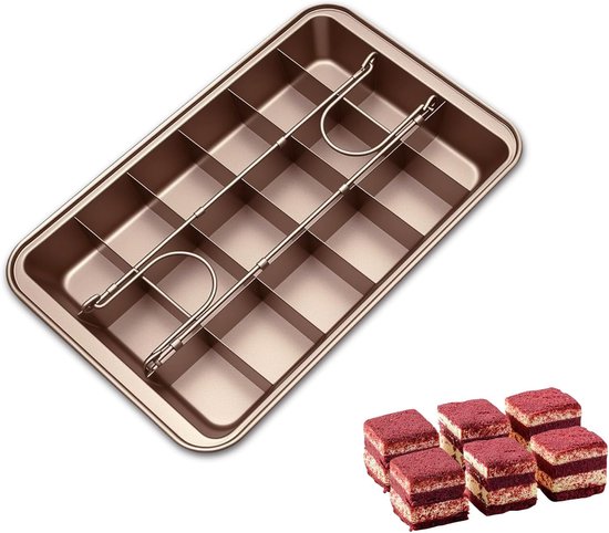 Antihaftbeschichtete Brownie-backform Mit Trennwänden, Quadratische Edelstahlform Zum Backen Von 18 Brownies, Cupcakes Und Brot.