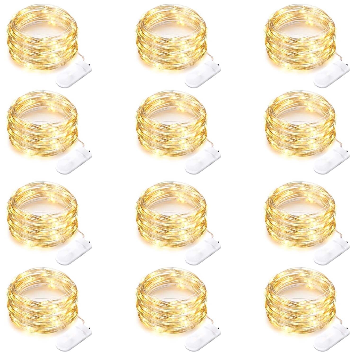 12er-packung Batteriebetriebene Mini-lichterketten, 3 Meter Lang, 30 Leds, Wasserdicht, Geeignet Für Den Innenbereich, Warmweißes Licht.