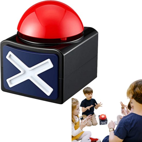 Rot & Schwarz 10,5 X 9,5 X 12 Cm Frage-und-antwort-buzzer Mit Ton- Und Lichtalarmknopf, Interaktives Spiel-/wettbewerbsspielzeug Für Kinder Und Erwachsene