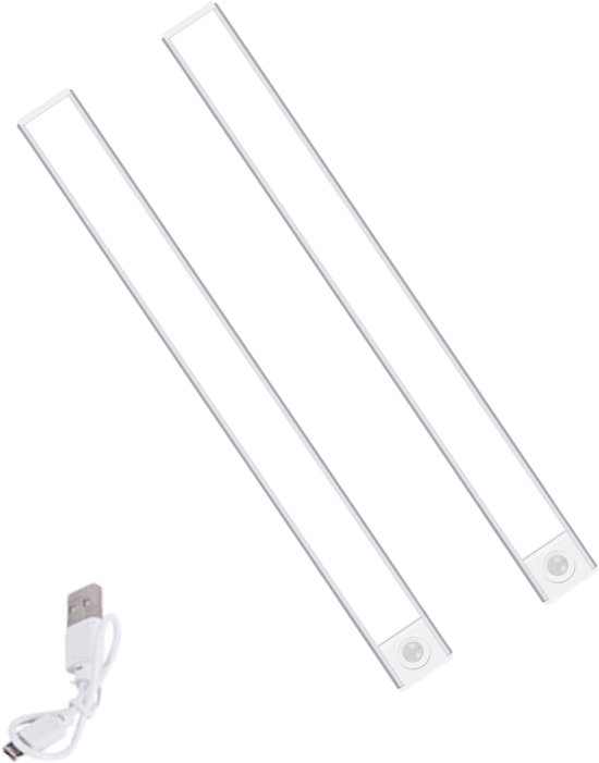Led-schrankleuchte – 2 X 30 Cm – Bewegungssensor – Magnetisch/kabellos – 3 Farbtemperaturen – Usb-c – Küche/treppenhaus