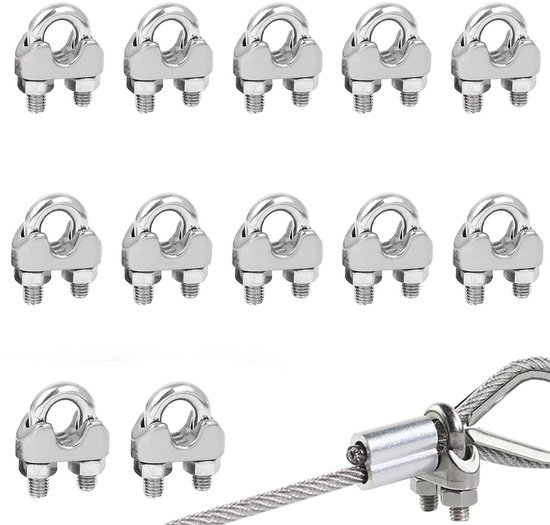 12er-packung M6 304 Edelstahl U-bügel-drahtseilklemmen Und -schellen