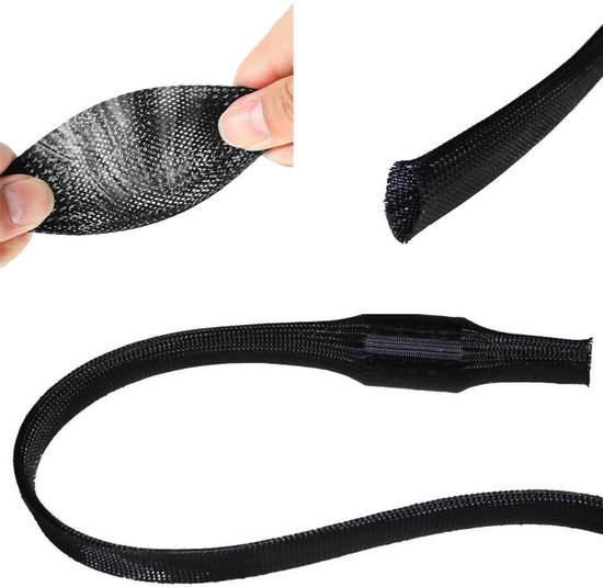 Geflochtener Kabelmantel (10 Meter, 4–8 Mm, Schwarz) – Dehnbarer, Flammhemmender Kabelschutzschlauch Aus Polyester