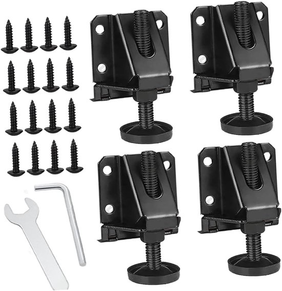 Möbelfüße Zum Nivellieren, 4-teiliges Set, Metall, Stützfüße, Verstellbare Möbelfüße, Für Werkbänke, Schränke, Tische, Regale, Schwarz