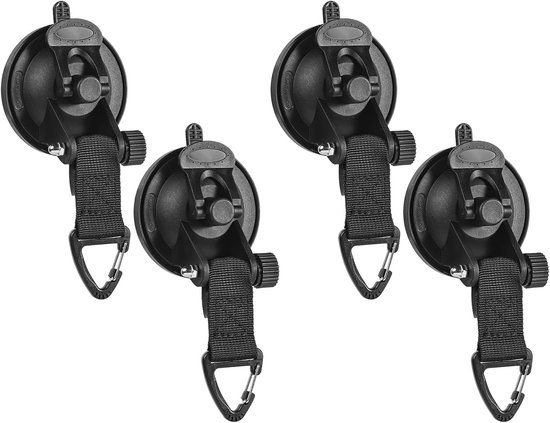 4-teiliges Set Camping-saugnapfhaken, Befestigungshaken Für Wohnwagen, Ankerhaken Für Den Außenbereich, Kunststoff, Nylon Und Metall, 15 × 6,5 Cm, Schwarz