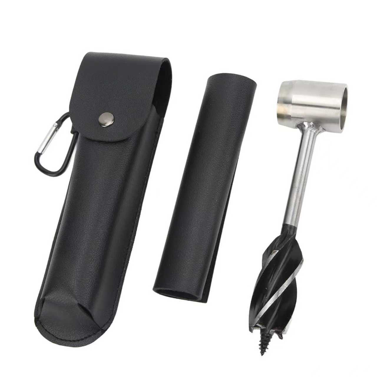 Camping-handbohrmaschine – Bushcraft-handbohrmaschine – Handschraubenschlüssel Mit Lederscheide – Outdoor-bohrmaschine – Holzbohrer – Bohrer Mit Scotch-schnur