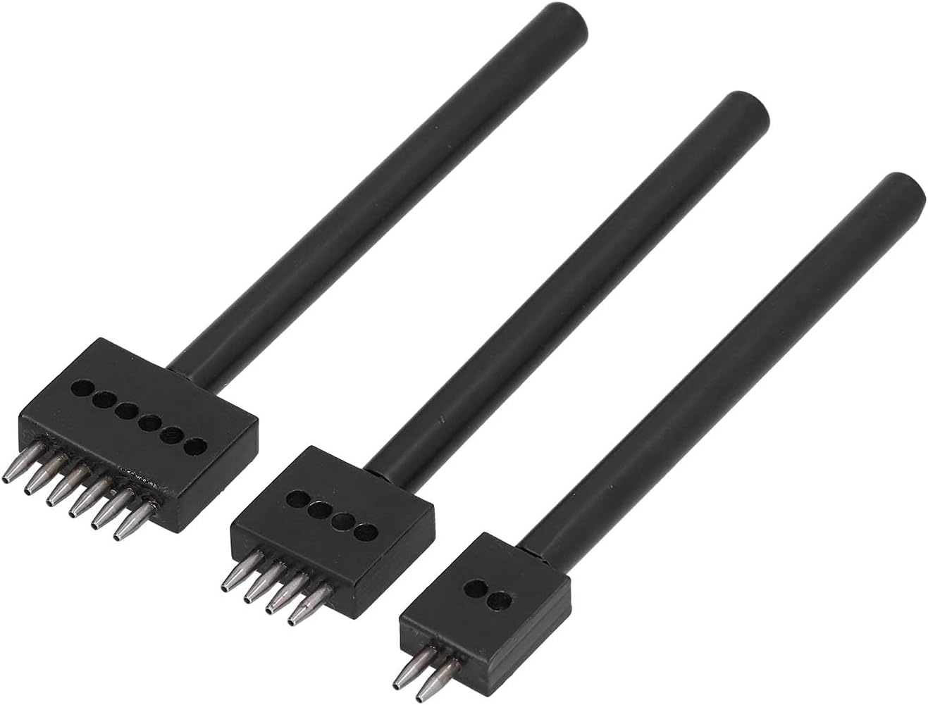 3-teiliges Lederlochwerkzeug-set Mit 2/4/6 Runden Stempeln Aus Kohlenstoffstahl Für Die Lederverarbeitung (4 Mm Zähne).
