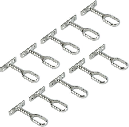 10er-packung Silberne Kleiderstangen-mittelhalterungen (16,3 Mm X 30,6 Mm)