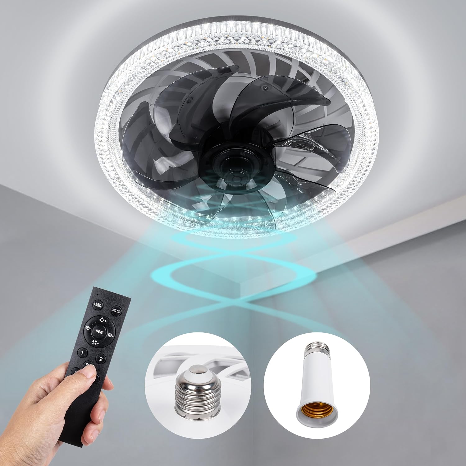 Deckenventilator Mit Led-beleuchtung – Fernbedienung – Kristallklares Licht – 4 Geschwindigkeitsstufen