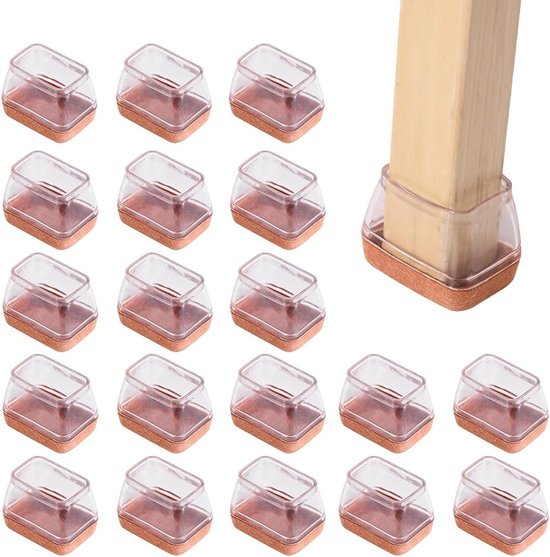Rechteckige Stuhlbeinschoner – 24-teiliges Set – Silikonfilz – Stuhlbeinschoner – Zum Schutz Von Böden Und Möbeln – 34 X 45 Mm