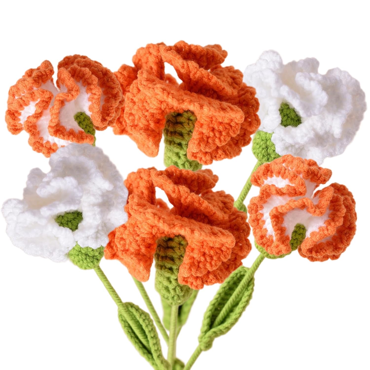 6-teiliges Handgefertigtes Häkel-nelkenstrauß-set (orange)