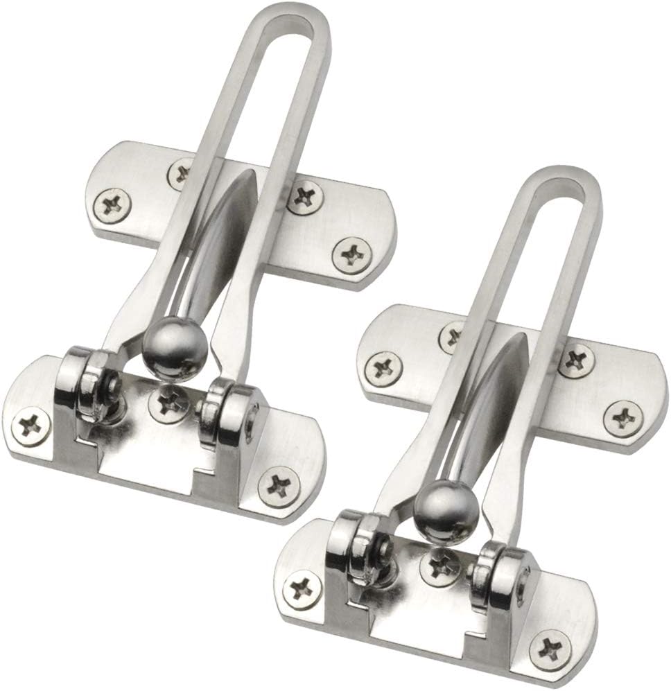 2er-pack Türsicherheitsschlösser – Kindersicher – Für Nach Innen Öffnende Türen – Hotelstil – Massive Aluminiumlegierung – Nickel – Heimsicherheit
