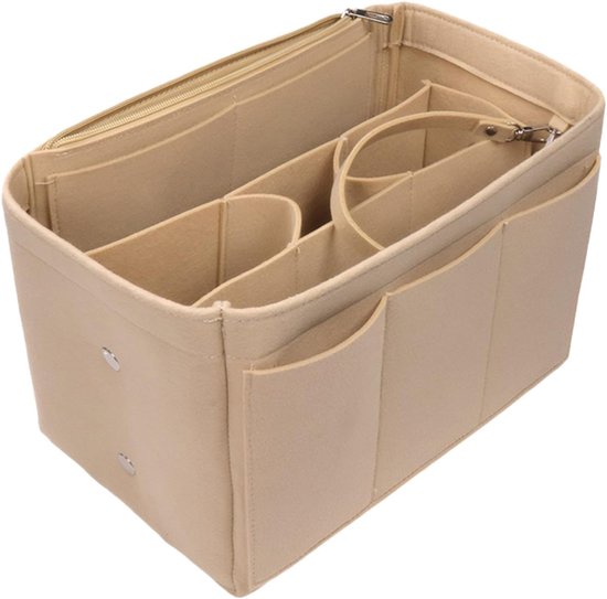 Handtaschen-organizer Mit Herausnehmbaren Fächern – Filz-organizer Für Optimale Passform – Beige