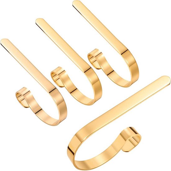 4er-pack Weihnachtsstrumpfhaken, 11 X 5,6 Cm, Metall, Verstellbar, Gold