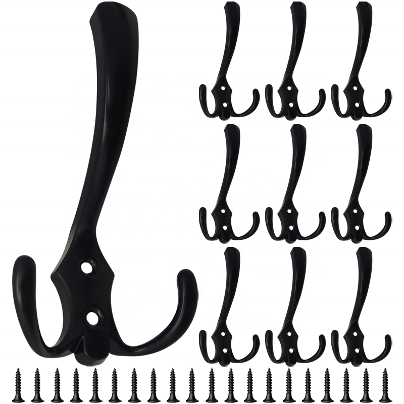 10er-pack - Kleiderhaken - Haken - Handtuchhaken - Haken - Zinklegierung - Schwarz - 11,5 X 6,8 Cm - Inkl. Schrauben - Geeignet Für Schlafzimmer, Küchen Und Badezimmer