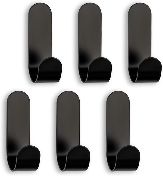 Handtuchhaken – 6er-pack – Kein Bohren Erforderlich – Selbstklebende Haken Für Bad Und Küche – Handtuchhalter – 60 X 18 X 33 Mm – Schwarz