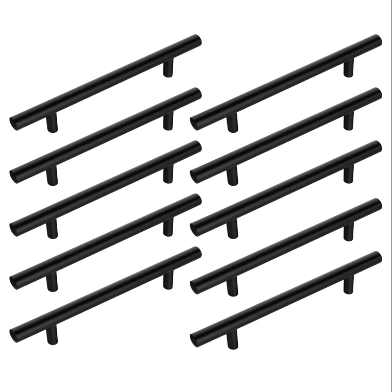 10 Möbelgriffe, Geländergriffe, Schwarz, Lochabstand 128 Mm