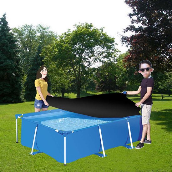 Poolabdeckung - Poolabdeckung Für Rechteckige Pools (221 X 150 Cm) - Strapazierfähige Schwarze Poolabdeckung - Staubdicht Und Sonnendicht