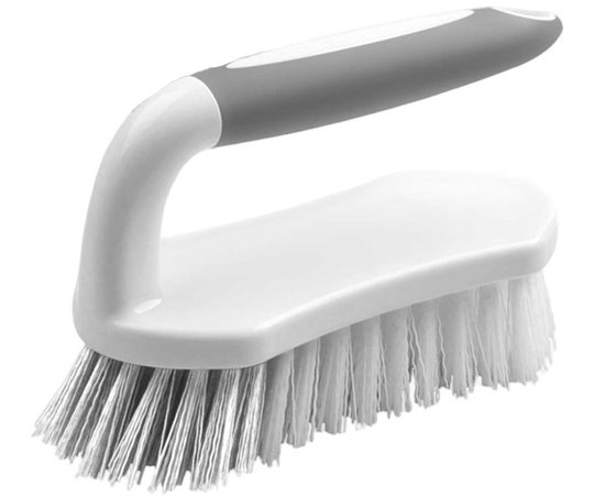 Bürste Mit Steifen Borsten Und Griff, 15 X 6,4 X 6 Cm, Komfortabler Griff Für Dusche, Badezimmer, Teppiche Und Küche – Grau