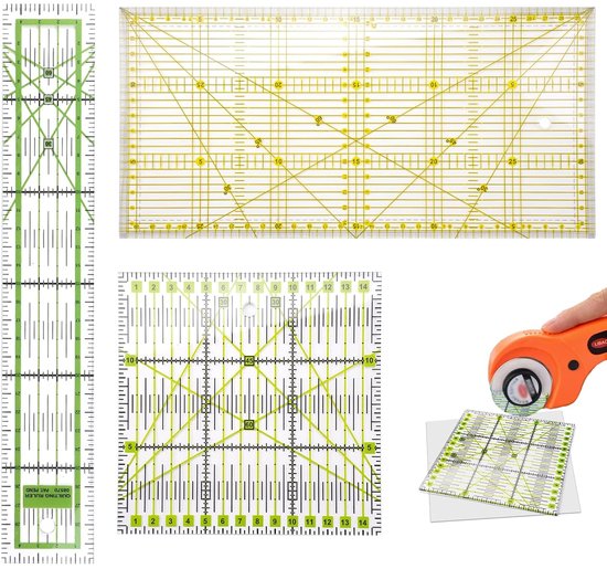 3-teiliges Acryl-quilting- Und Stoffzuschnittlineal-set (5x30cm, 15x30cm, 15x15cm) Unverzichtbares Zubehör Für Gerade Linien