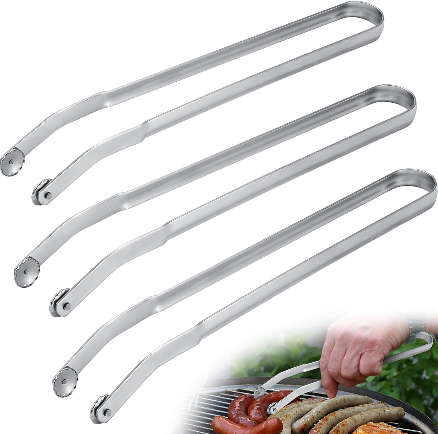 Universelle Grillzange, Grillzange Mit Langem Griff Für Würstchen, Küchenzange Aus Edelstahl, Grillzange, Mehrzweck-grillzange, Fleischzange