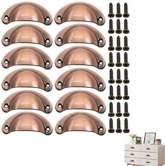 12-teiliges Set Vintage-schubladengriffe – Messing-muschelgriffe Und Halbkreisförmige Möbelbeschläge – Für Schränke, Sideboards Und Kommoden