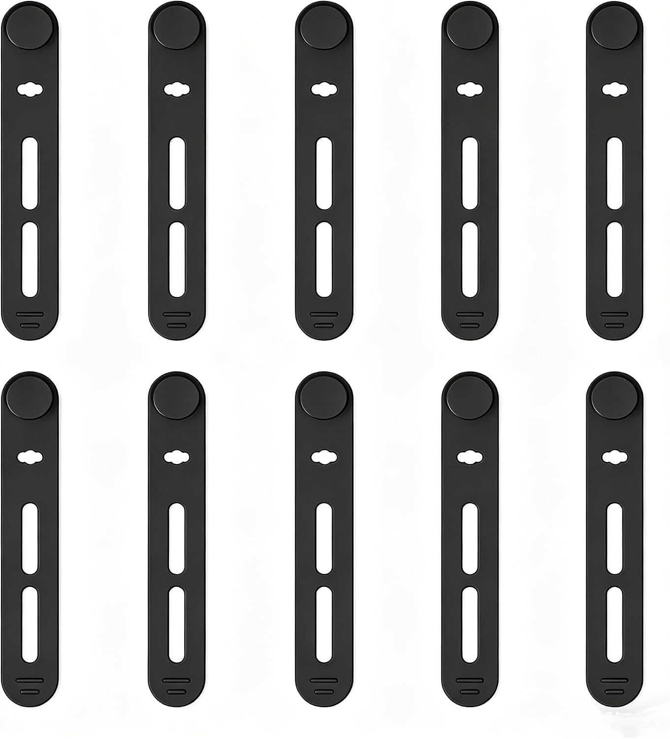 10 Wiederverwendbare Silikon-kabelbinder – Kabelorganisator (schwarz – 80 Mm)