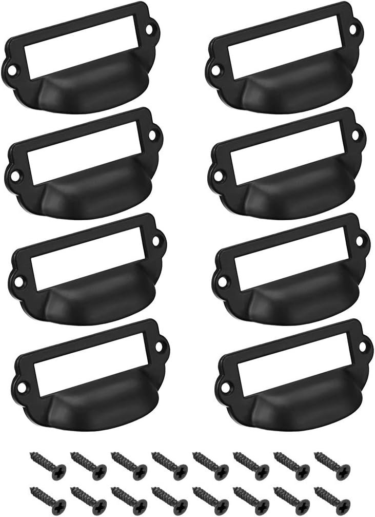 Etikettenhaltergriff, Retro-etikettenrahmen Aus Zinklegierung, Schubladengriff, Schrankgriff, Schwarz, 81 X 42 Mm, Inklusive Schrauben, 8er-packung