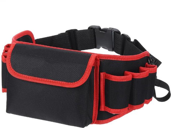 Schwarze Und Rote Gürteltasche Aus 600d Oxford-gewebe Mit 9 Fächern Für Werkzeug Und Andere Utensilien