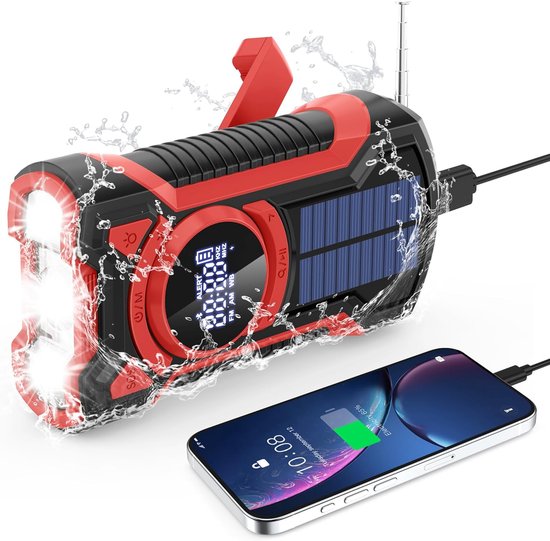 Geeignet Für Notfallradio, Solar-handradio-set Mit Wetterfunktion, Am/fm/noaa-led-taschenlampe, Leselampe, Handy-ladegerät Und Sos-alarm (rot)