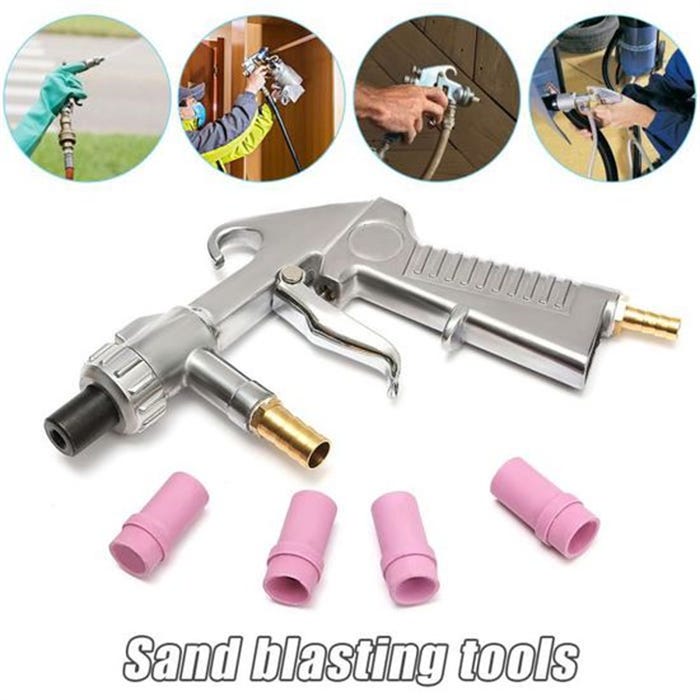 Pneumatisches Sandstrahlpistolen-set, Inklusive 4 Keramikdüsen