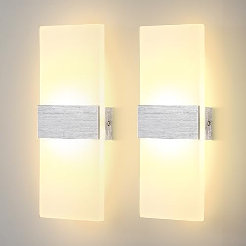 2er-set 6-w-led-wandleuchten Aus Acryl, Ober- Und Unterbeleuchtung, Für Innenräume Wie Flure Und Schlafzimmer, Warmweiß