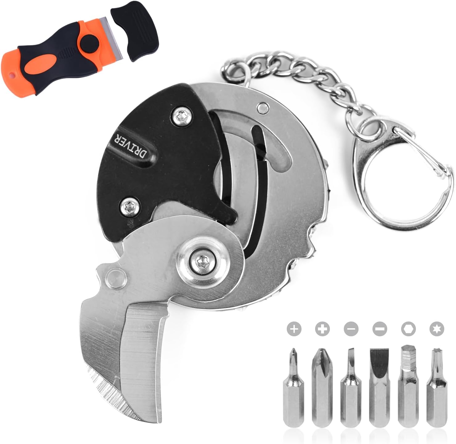 Combi 1 Mini-klappwerkzeug – Outdoor – Kleines Edc-multifunktionswerkzeug Mit Schraubendreher-set – Tragbarer Taschenhalter – Kompaktes Handwerkzeug (silber – 1 M)