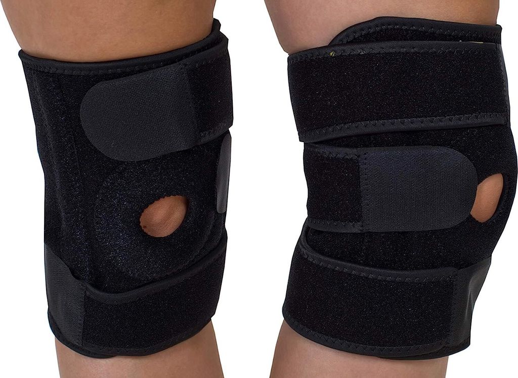 Unisex Einheitsgröße Verstellbare Sport-kniebandage Zur Schmerzlinderung Und Unterstützung Bei Der Arbeit (1 Paar, Schwarz)