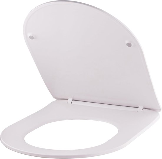 Universeller, Weißer Clip-toilettensitz/leicht Zu Reinigen – Extra Flacher, Sanft Schließender Toilettensitz, D-förmig