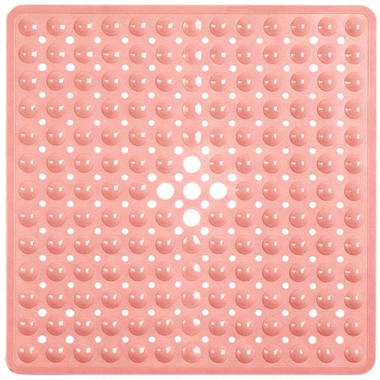 Quadratische, Rutschfeste Duschmatte (53 X 53 Cm), Weiche Badezimmermatte Mit Saugnäpfen, Abflussloch Und Pflanzenfasern