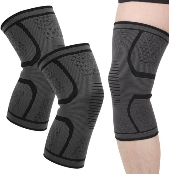 2-teilige Sport-kniebandagen Größe M - Atmungsaktive, Elastische Kompressions-stützmanschetten Für Laufen Und Training (schwarz)