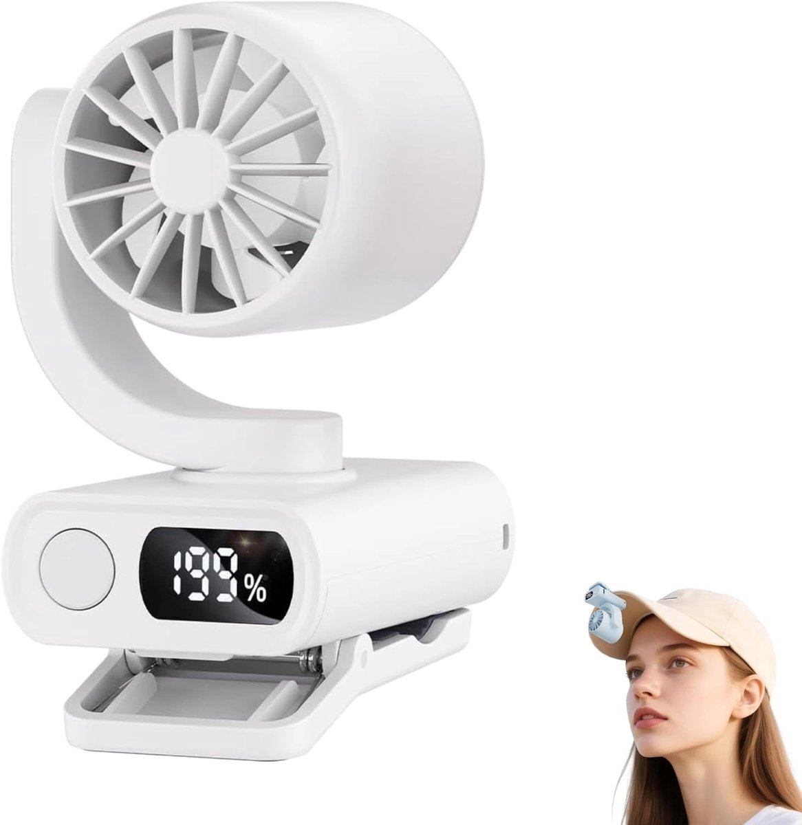 Mini-clip-ventilator Zum Anclipsen, Weiß, Tragbarer Mini-clip-ventilator – Leise, Ideal Zum Radfahren, Für Den Gürtel, Auf Reisen Und Im Büro – Weiß