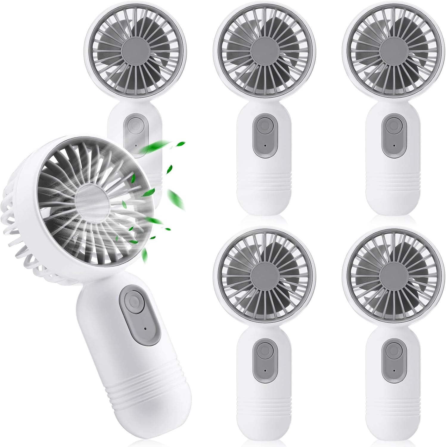 6-teiliges Mini-handventilator-set – 3 Geschwindigkeitsstufen, Usb-aufladbar, Leicht, Für Wimpern, Make-up, Drinnen, Draußen Und Auf Reisen (weiß)