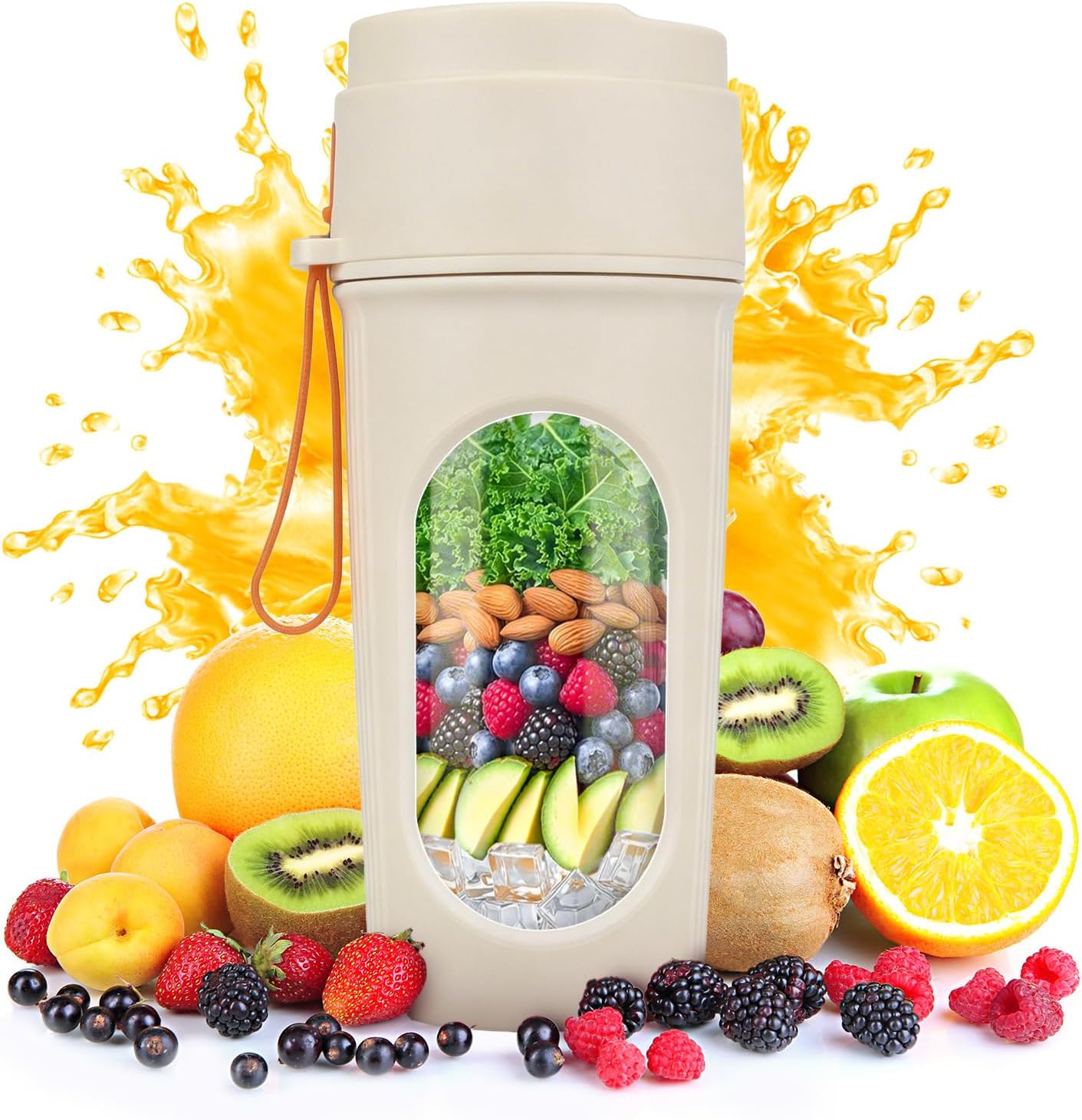 Tragbarer Mixer – Bpa-frei – 440 Ml – Smoothies, Shakes Und Frisch Gepresste Säfte – 12 Klingen – Spülmaschinenfest – Wiederaufladbare Sportflasche