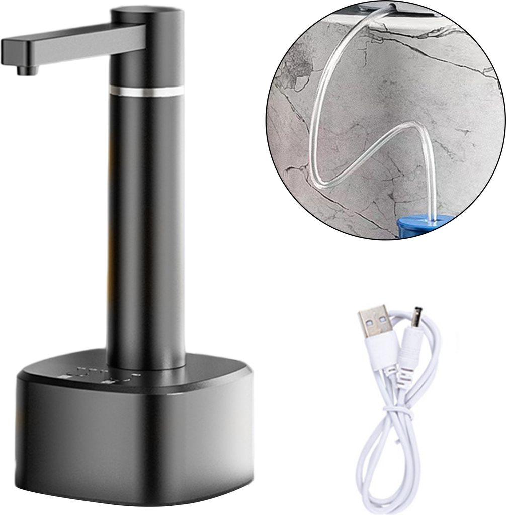Automatische Wasserpumpe, 3 Modi, Benutzerfreundliches Design, 360°-drehung, Wiederaufladbar, Universeller Wasserspender – Schwarz