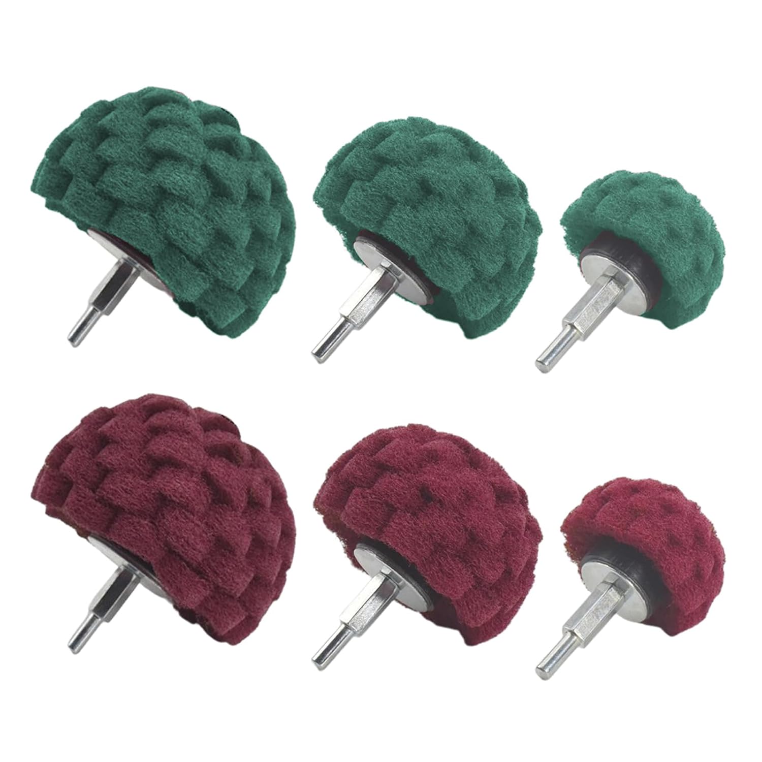 Polierkopf (bürstenkopf) - 6 Rote Vlies-schleifpads, Geeignet Für Krümmer/aluminium/edelstahl/chrom.