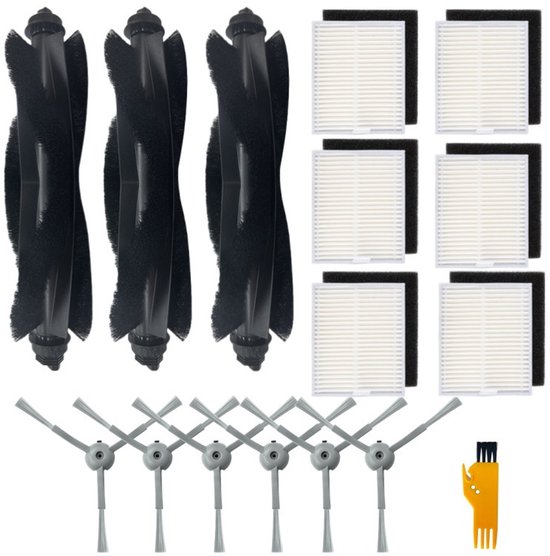 Ein 16-teiliges Zubehörset Für Den Eufy L60/l50 Saugroboter, Bestehend Aus 3 Walzenbürsten, 6 Hepa-filtern, 6 Seitenbürsten Und 1 Bürstenkopf.