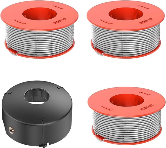 4-teiliges Set – 3 Spulen + 1 Schutzkappe – Für Bosch F016800175 Trimmerfaden – Ersatz-rasentrimmerfaden, F016l71088 Schutzkappe, Durchmesser 1,6 Mm –