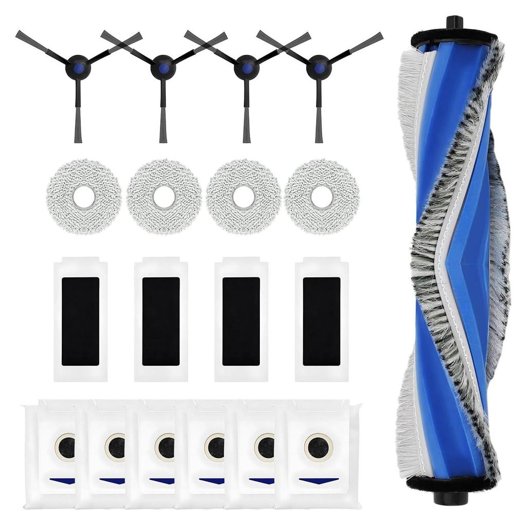 19-teiliges Zubehörset Für Ecovacs Deebot T30 Pro Omni T30 T30 Max Staubsauger: 1 Hauptbürste Aus Gummi, 6 Beutel, 4 Wischmopps, 4 Filter, 4 Seitenbürsten