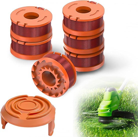 Sechs Rasenmäherspulen Mit Einer Spulenkappe, Kompatibel Mit Allen Worx 20v Rasenmähern.