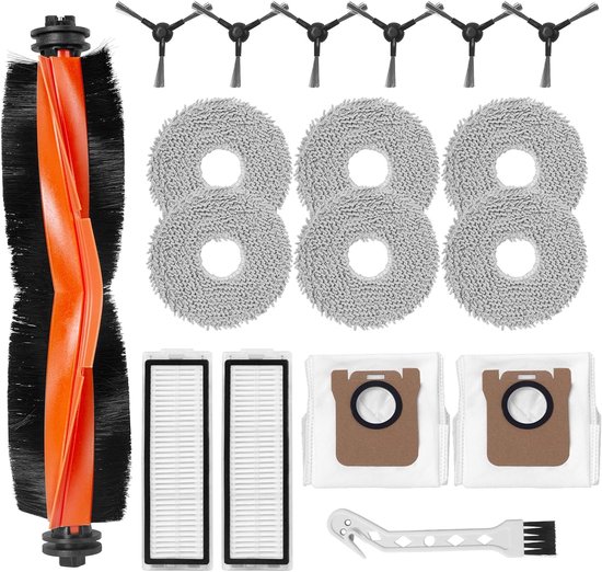 Zubehörset Für Den Xiaomi X20 Max/x20 Pro Saugroboter: 1 Walzenbürste, 6 Seitenbürsten, 6 Wischtücher, 2 Filter, 2 Staubbeutel, 1 Reinigungsbürste