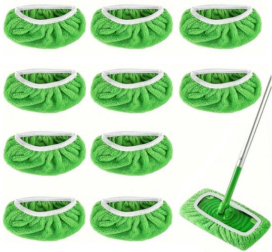10 Ersatz-wischmopptücher – Swiffer-kompatibel – Nass/trocken – Drehbar – Wiederverwendbar – Chenille – Grün – Wischmopp Nicht Enthalten