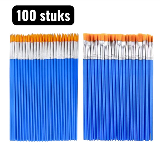 100-teiliges Malerpinsel-set Für Kinder Aus Nylon Mit Spitzen Und Flachen Spitzen